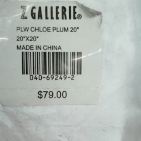 New Z Gallerie Chloe Velvet Fringe Pillow. Plum - Picture 10 of 10